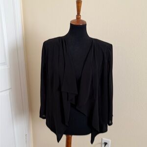 Calvin Klein Women's Black Draped Open Front Blouse/Jacket//CoverUp